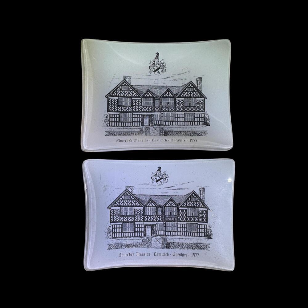 Pair of Vintage Trinket Dish Tray Ashtrays Cherches Mansion England